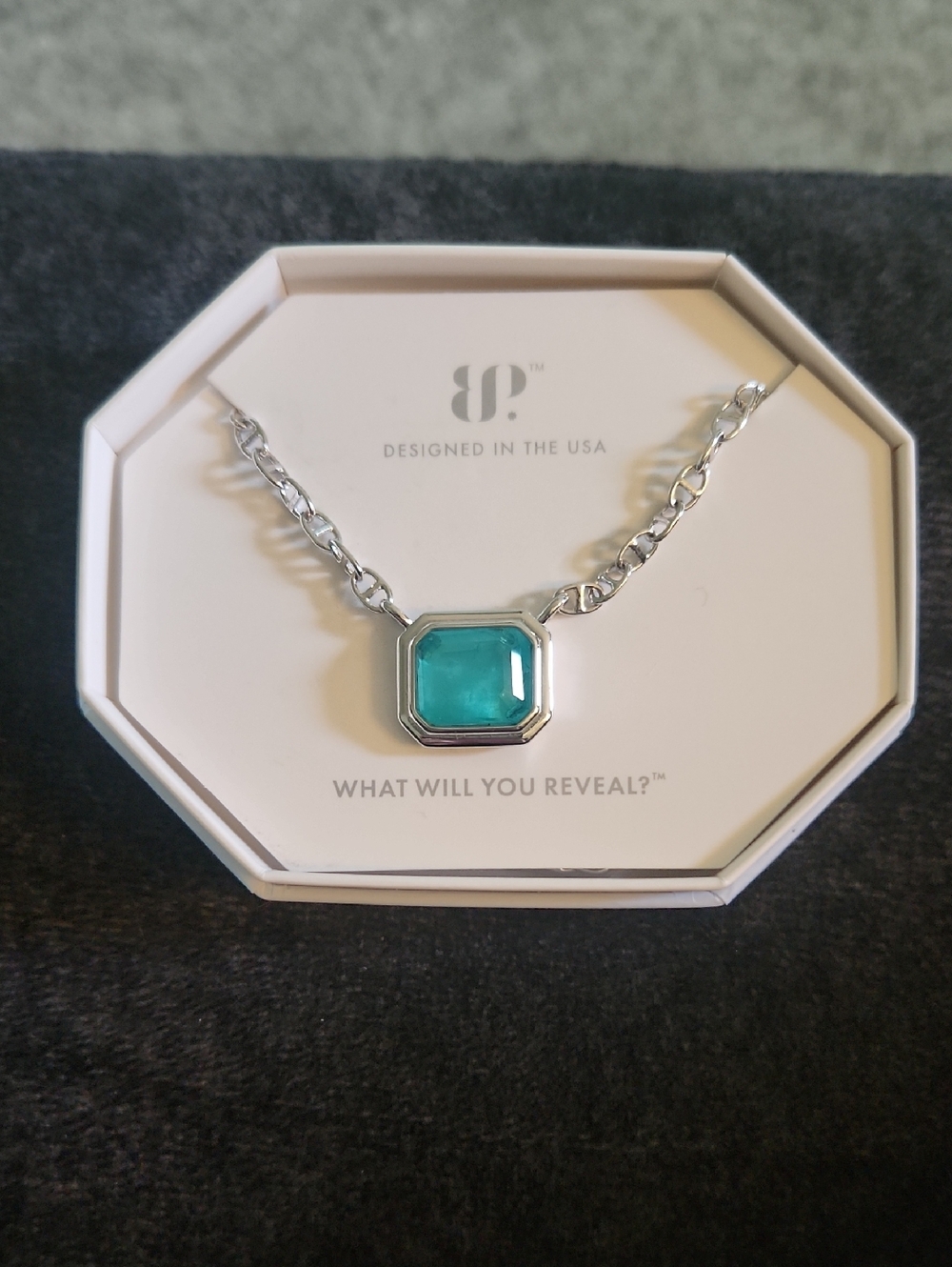 bp Silver-Tone Necklace Lab Created Aqua Chalcedony Fused With Genuine Quartz